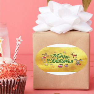 Weihnachtskarte Oval Sticker