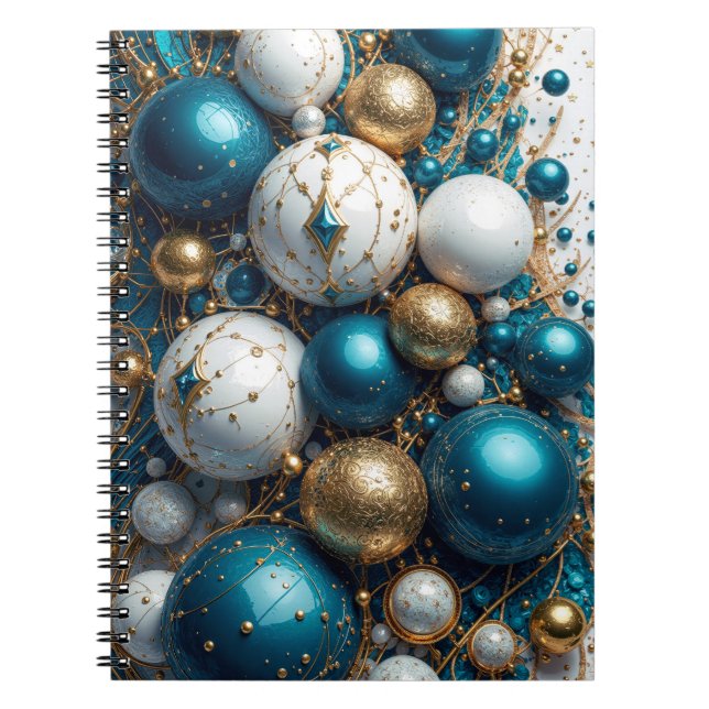 Weihnachtskugeln Blau Gold Premium Notebook (Front)