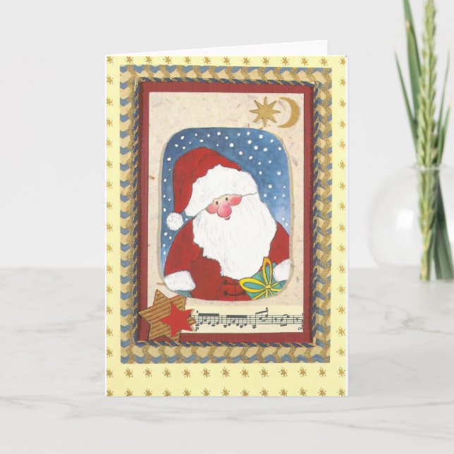 "Weihnachtsmann Aquarell-Collage-Karte" Card (Front)