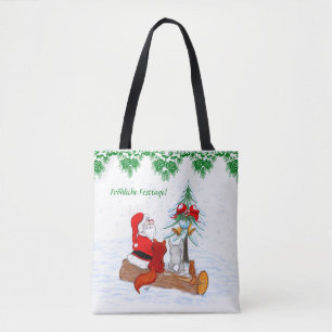 Weihnachtsmann Kaninchen Fox Eichhörnchen, Deutsch Tote Bag