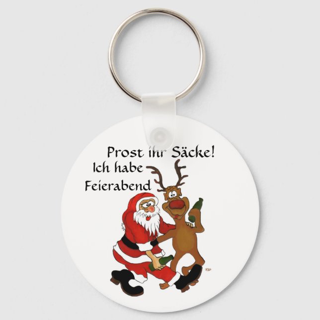 Weihnachtsmann mit Elch Key Ring (Front)