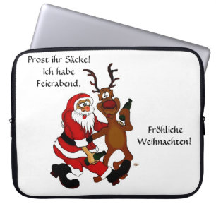 Weihnachtsmann mit Elch - Prost ihr Säcke! Laptop Sleeve