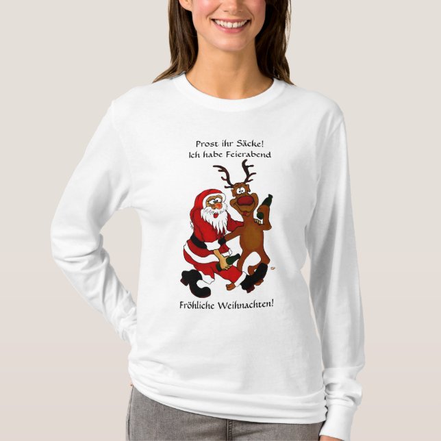 Weihnachtsmann mit Elch T-Shirt (Front)