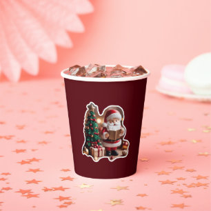 Weihnachtsmann mit Tannenbaum in 3D -  Paper Cups