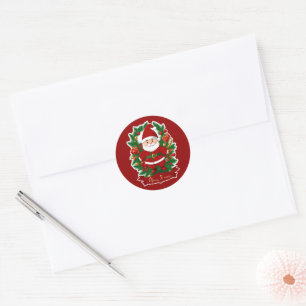 Weihnachtsmann, Tannenzeige, Geschenke -  Classic Round Sticker