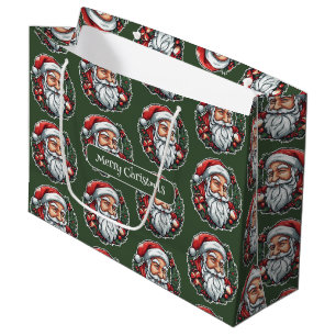 Weihnachtsmannkopf mit Kranz - Large Gift Bag