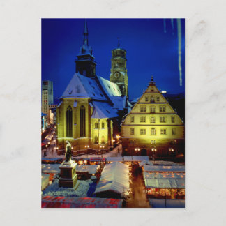 Weihnachtsmarkt,Stuttgart,Abendstimmung mit Schnee Postcard