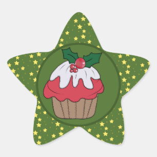 Weihnachtsmufin und Sterne  Star Sticker