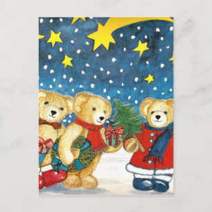 WEIHNACHTSTEDDYBÄREN MIT GESCHENKEN HOLIDAY POSTCARD