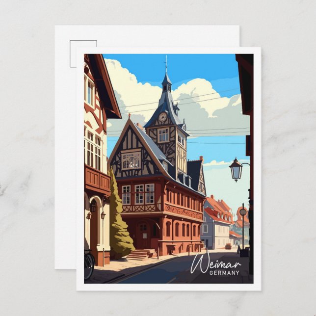 Weimar Germany Travel Vintage Illustration Postcard (Front/Back)