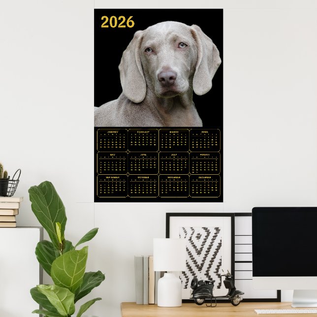 Weimaraner 2026 Calendar Poster (Home Office)