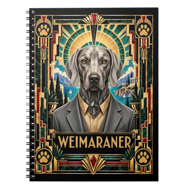 Weimaraner, Art Deco Dog Notebook (Front)