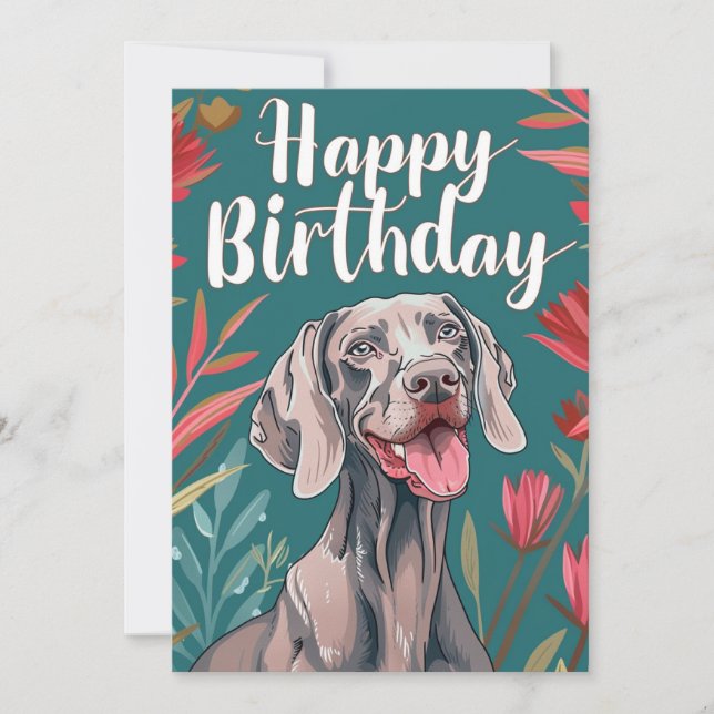 Weimaraner Birthday  Holiday Card (Front)