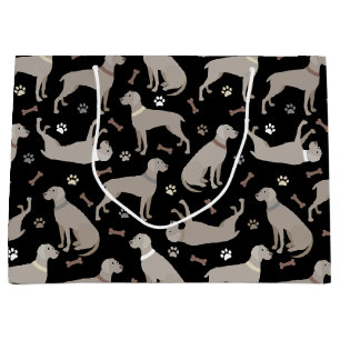 Weimaraner Bones and Paws Black Large Gift Bag