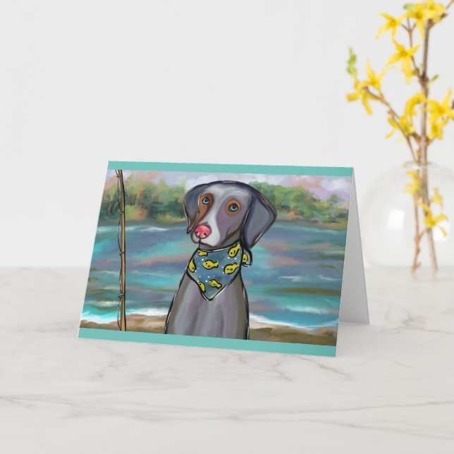 WEIMARANER CARD (Yellow Flower)