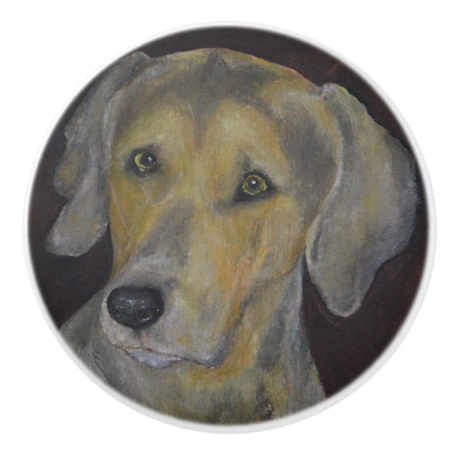 Weimaraner Ceramic Knob (Front)