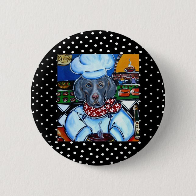 Weimaraner Chef 6 Cm Round Badge (Front)