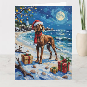 Weimaraner Christmas Beach Holiday Card