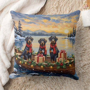 Weimaraner Christmas Boat Holiday Cushion