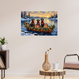 Weimaraner Christmas Boat Holiday Poster