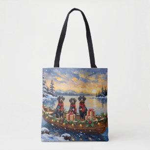 Weimaraner Christmas Boat Holiday Tote Bag