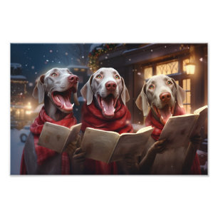 Weimaraner Christmas Carol Festive Holiday Photo Print