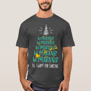 Weimaraner Christmas Dog breed Christmasree gift T-Shirt
