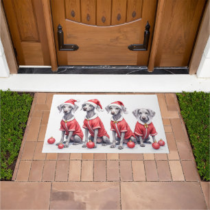 Weimaraner Christmas Dress Santa Hat Doormat