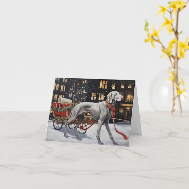 Weimaraner Christmas Festive Season Card (Yellow Flower)
