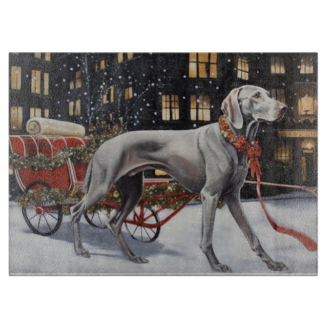Weimaraner Christmas Festive Season Cutting Board (Front)