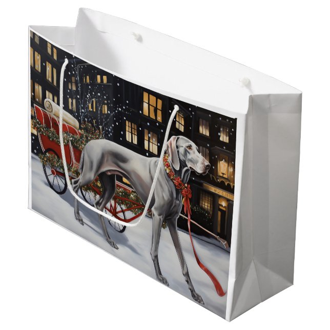Weimaraner Christmas Festive Season Large Gift Bag (Front Angled)