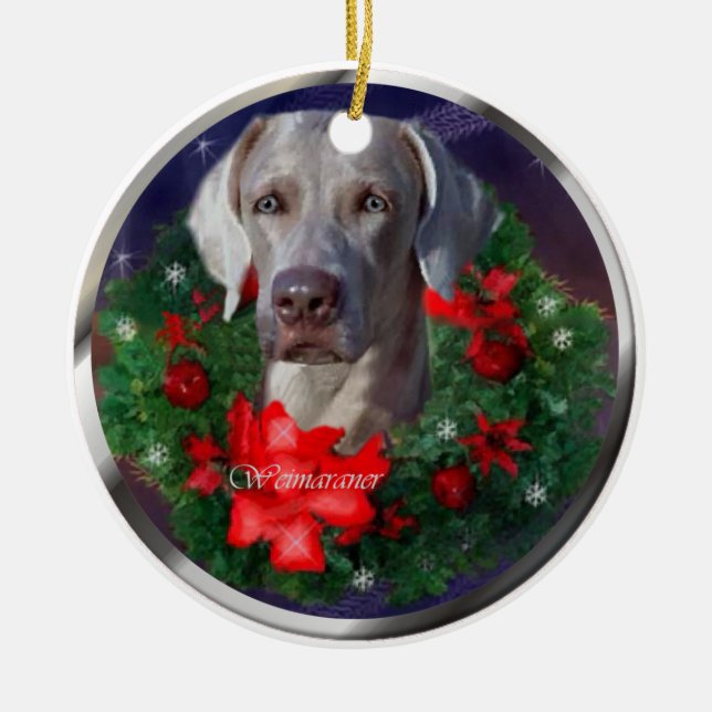 Weimaraner Christmas Gifts Ceramic Tree Decoration (Front)