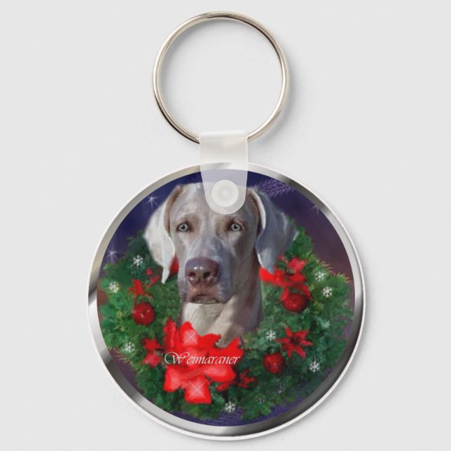 Weimaraner Christmas Gifts Key Ring (Front)