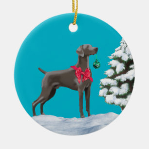 Weimaraner Christmas Holiday Ornament