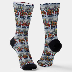 Weimaraner Christmas Red Truck Holiday Socks