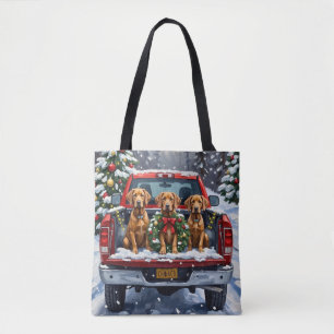 Weimaraner Christmas Red Truck Holiday Tote Bag