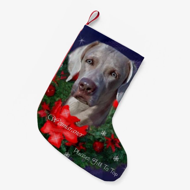 Weimaraner Christmas Small Christmas Stocking (Front (Hanging))