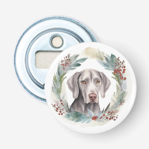 Weimaraner Christmas Wreath Festive Pup Bottle Opener