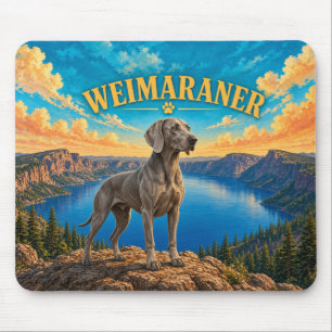 Weimaraner, Crater Lake Vintage Watercolor Mouse Pad