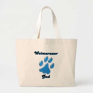 Weimaraner Dad blue Pawprint Large Tote Bag