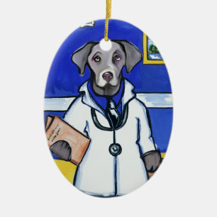 WEIMARANER DOCTOR CERAMIC TREE DECORATION