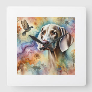 Weimaraner Dog 200624AREF211 - Watercolor Square Wall Clock