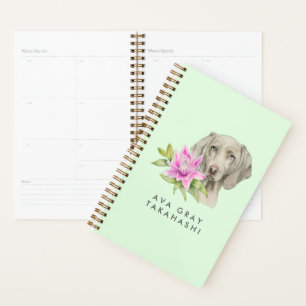 Weimaraner Dog and Lily Add Your Name Planner