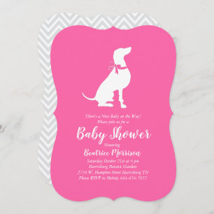 Weimaraner Dog Baby Shower Girl Pink Invitation