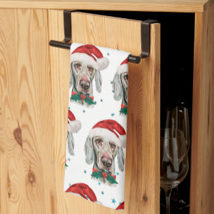 Weimaraner Dog Breed Christmas Stars Tea Towel