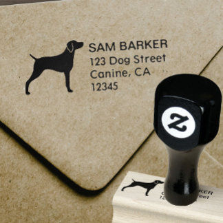 Weimaraner Dog Breed Silhouette Return Address Rubber Stamp