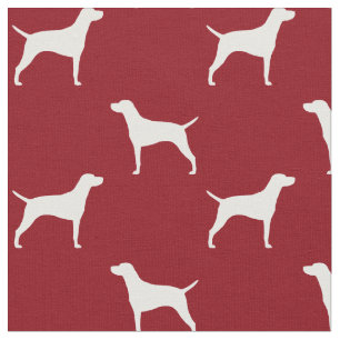 Weimaraner Dog Breed Silhouettes Red and White Fabric
