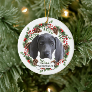 weimaraner dog ceramic tree decoration