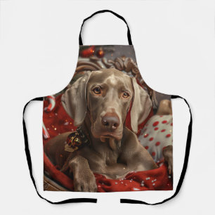 Weimaraner Dog Christmas Festive Apron
