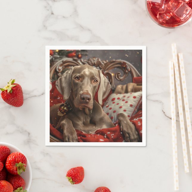 Weimaraner Dog Christmas Festive Napkin (Insitu)